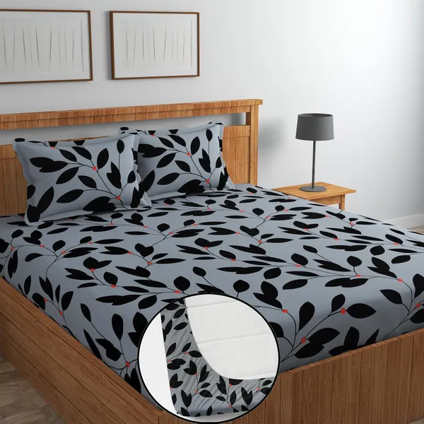 Grey_Leaf_Print_Pillow_Covers_Set