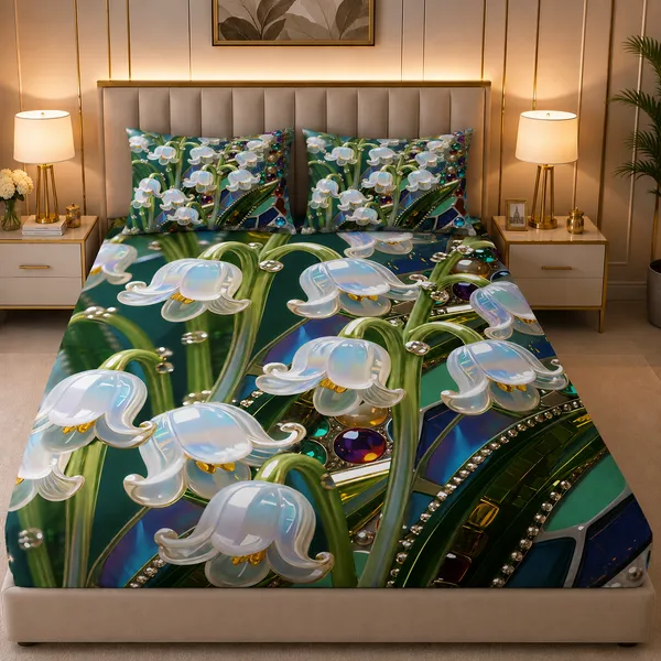 Green_Floral_Print_Bedsheet_Set