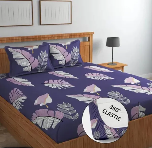 Purple_Floral_Print_Fitted_Bedsheet