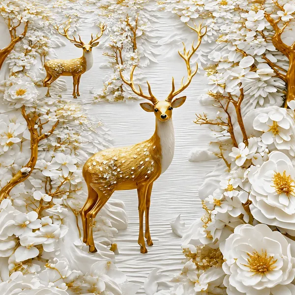 Floral_Deer_Print_Bedsheet_Set
