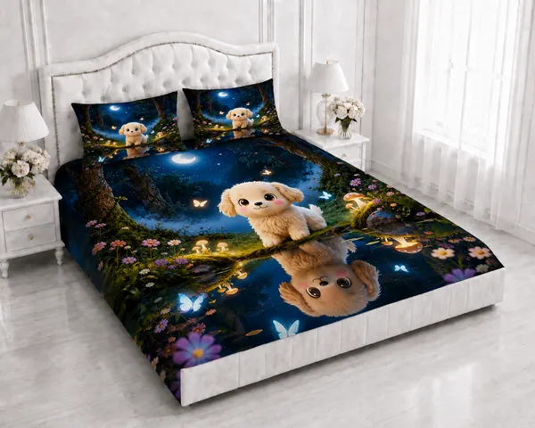 Printed_Fantasy_Dog_Pattern_Bedsheet_Set