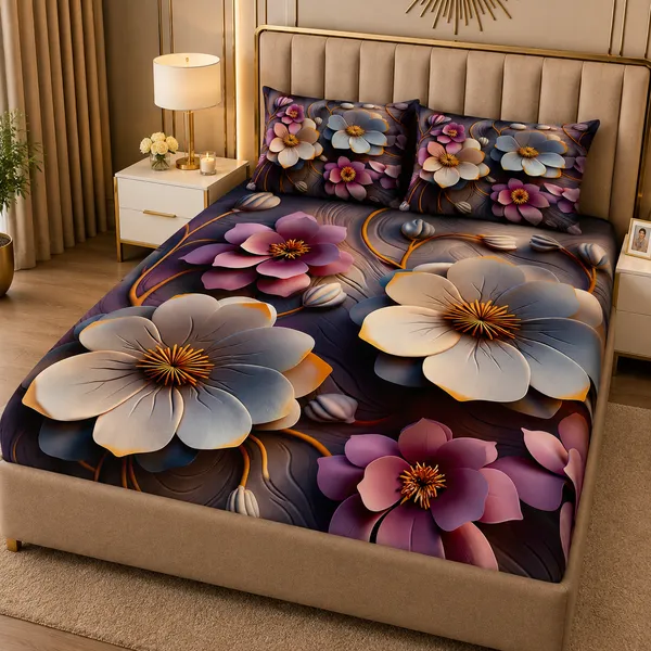 Floral_Print_Double_Bedsheet_Set_With_Pillow_Covers