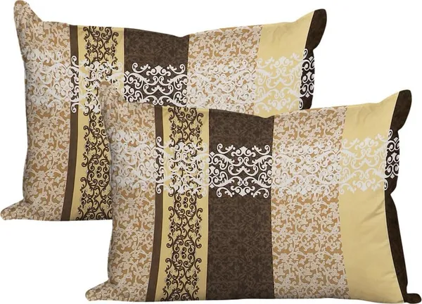 Brown_Ornamental_Print_Fitted_Bedsheet_Set_With_Pillow_Covers