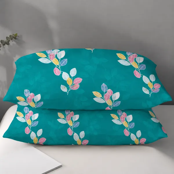 Teal_Floral_Print_Bedsheet_Set