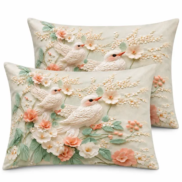 Printed_Floral_Bird_Double_Bedsheet_Set_With_Pillow_Covers