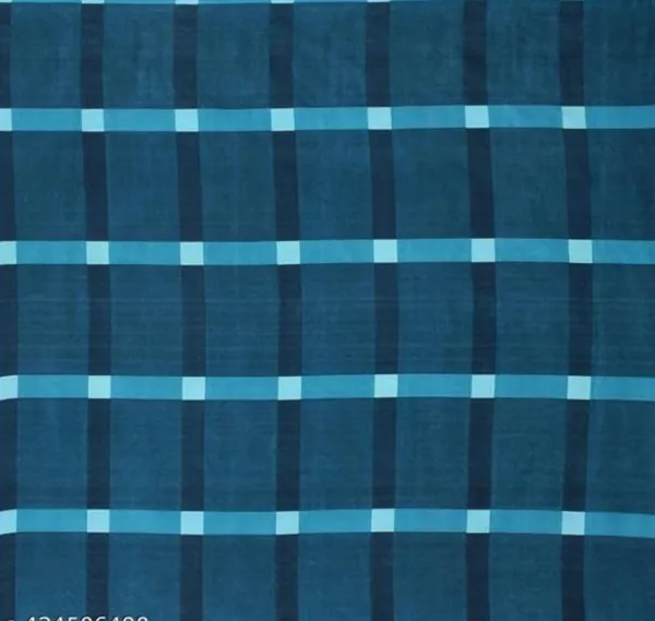 Blue_Fabric_Checkered_Bedsheet_Set_With_Pillow_Covers