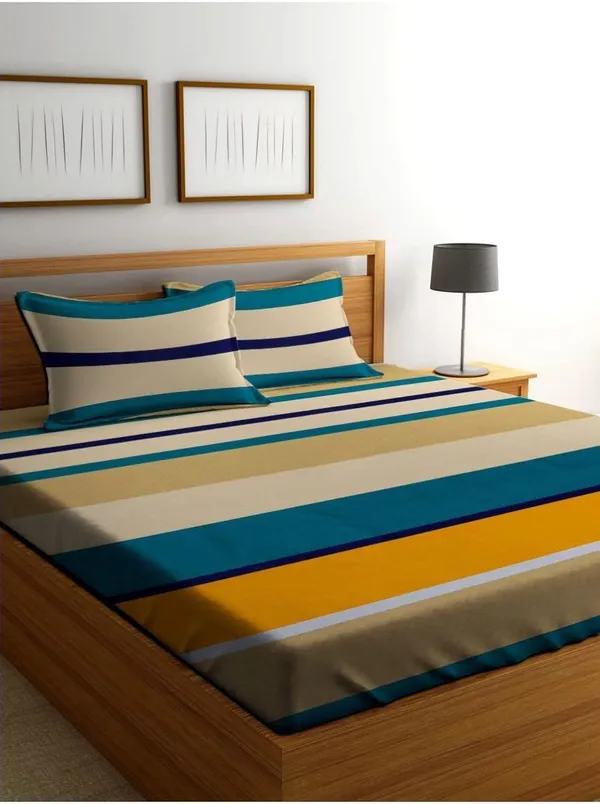 Multicolor_Striped_Fitted_Bedsheet
