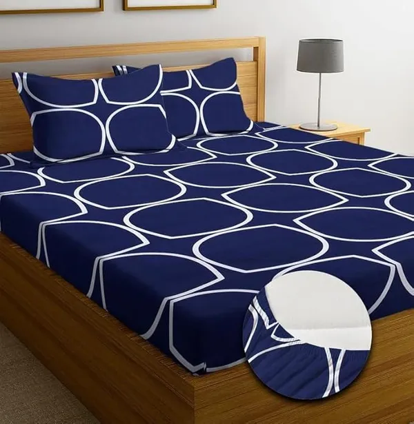Navy_Blue_Geometric_Print_Fitted_Bedsheet