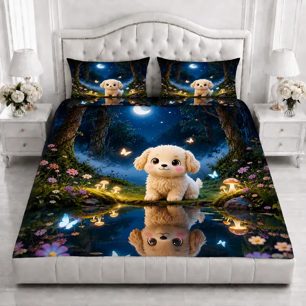 Printed_Fantasy_Dog_Pattern_Bedsheet_Set