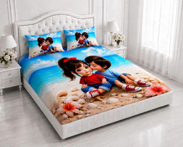 Beach_Theme_Cartoon_Print_Bedsheet_Set