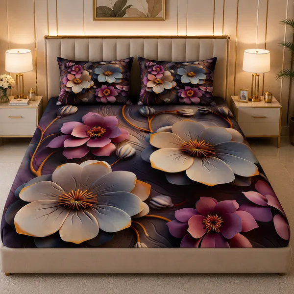 Floral_Print_Double_Bedsheet_Set_With_Pillow_Covers