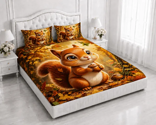 Autumn_Squirrel_Printed_King_Size_Bedsheet_Set