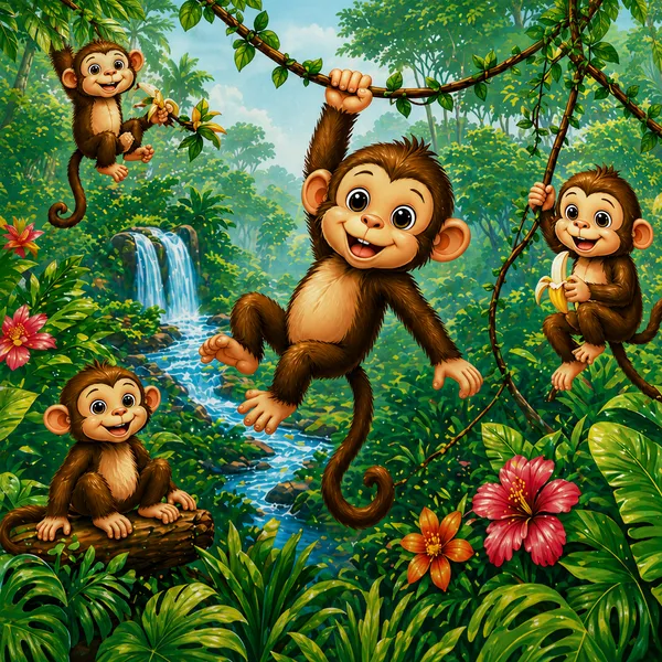 Green_Jungle_Monkey_Print_Bedsheet_Set