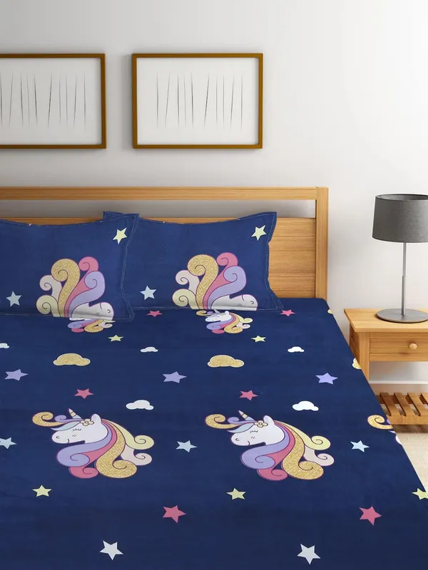 Blue_Unicorn_Print_Fitted_Bedsheet_Set