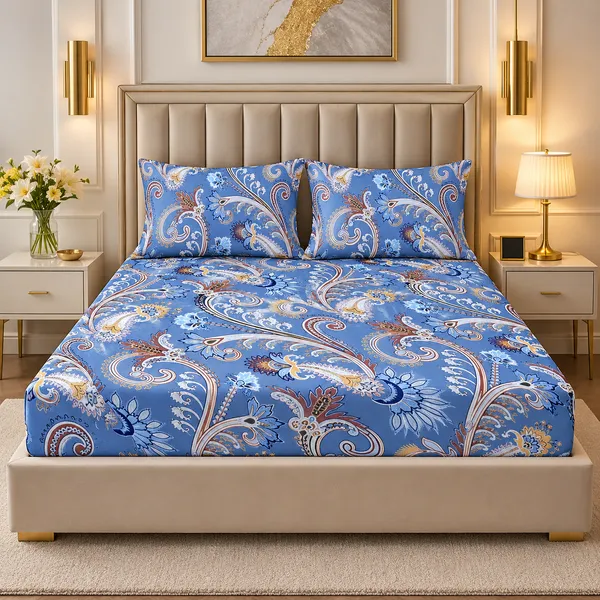 Blue_Paisley_Print_King_Size_Bedsheet_Set