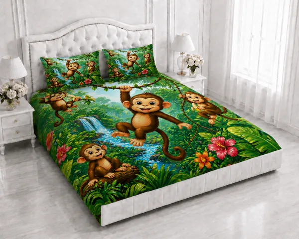 Green_Jungle_Monkey_Print_Bedsheet_Set