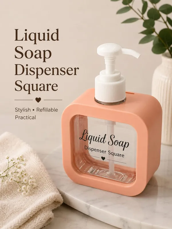 Homvora_Square_Transparent_Liquid_Soap_Dispenser_500ml_Buy_1_Get_1_Free