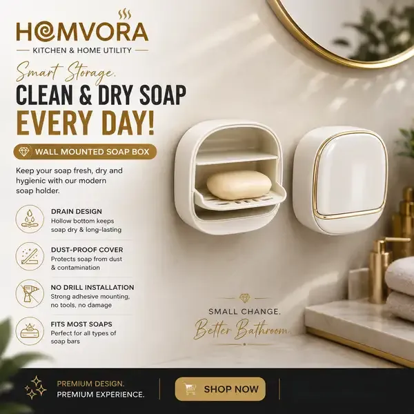 Homvora_Premium_Covered_Soap_Holder_With_Drain_Tray_Buy_1_Get_1_Free