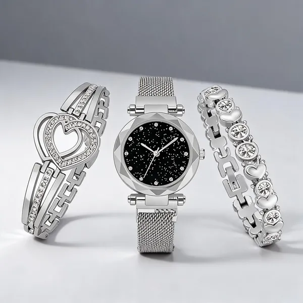 Silver_Stainless_Steel_Analog_Watch_Set_Of_3_For_Women
