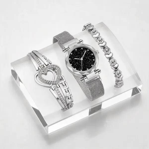 Silver_Stainless_Steel_Analog_Watch_Set_Of_3_For_Women