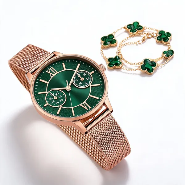 Rose_Gold_Stainless_Steel_Analog_Watch_And_Bracelet_Set_For_Women
