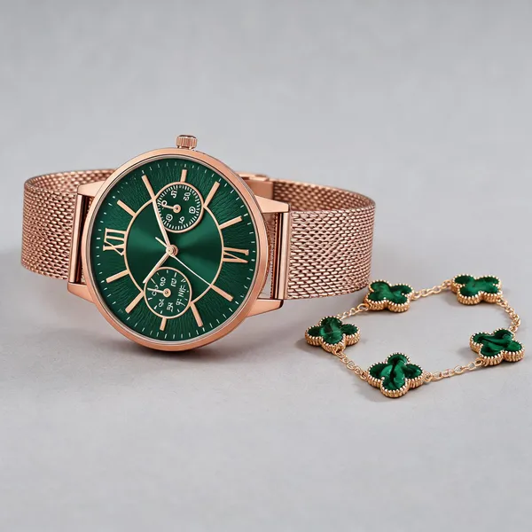 Rose_Gold_Stainless_Steel_Analog_Watch_And_Bracelet_Set_For_Women