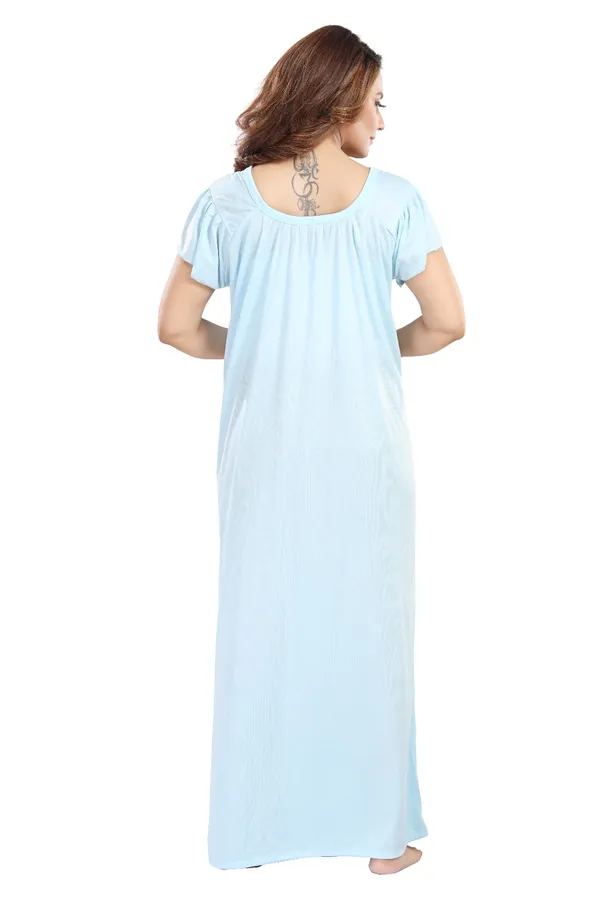 Blue_Short_Sleeve_Nightdress_For_Women