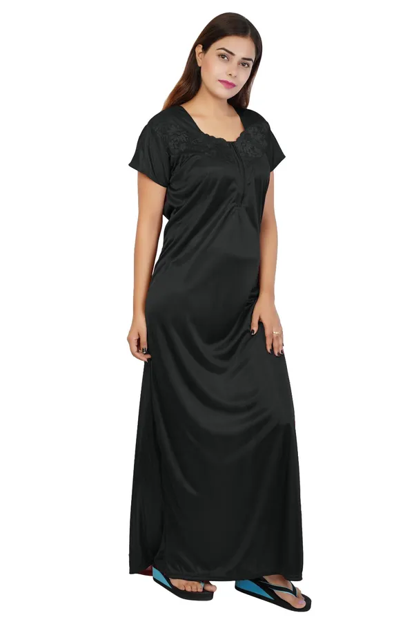 Black_Satin_Short_Sleeve_Nightdress_for_Women