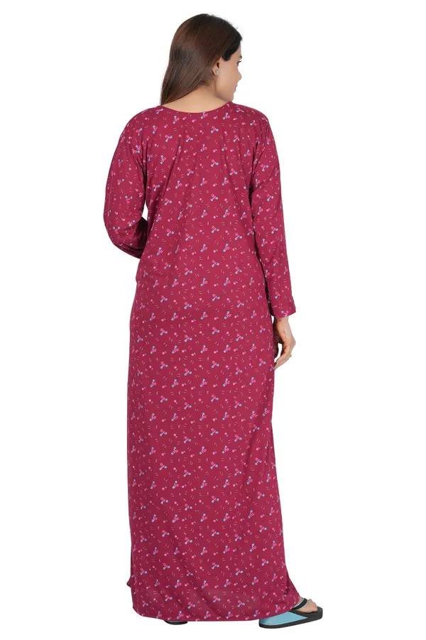 Maroon_Floral_Print_Full_Length_Nightdress_for_Women