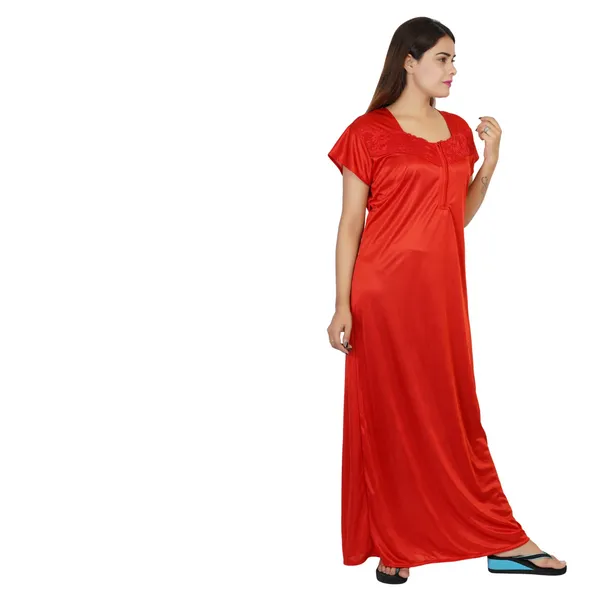 Red_Satin_Short_Sleeve_Nightdress_for_Women