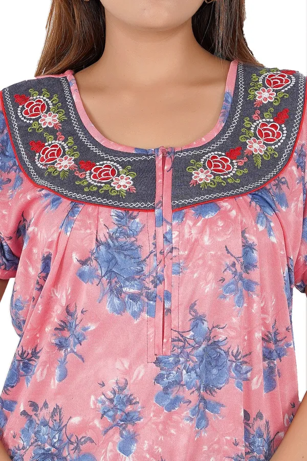 Pink_Floral_Print_Relaxed_Fit_Nightdress_for_Women