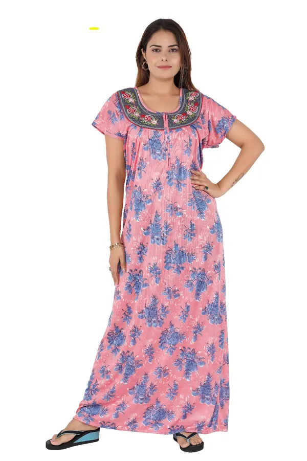 Pink_Floral_Print_Relaxed_Fit_Nightdress_for_Women