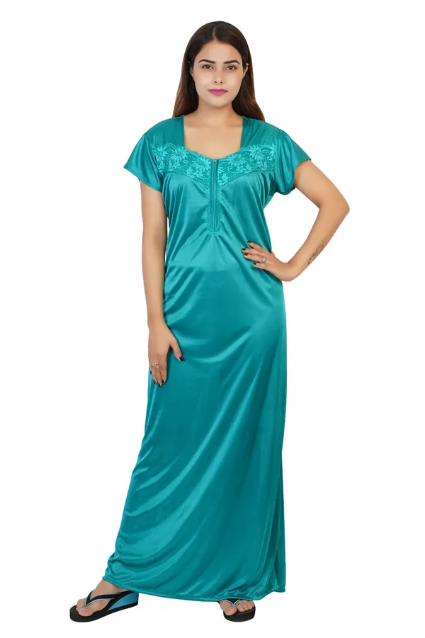 Teal_Satin_Lace_Yoke_Nightdress_for_Women