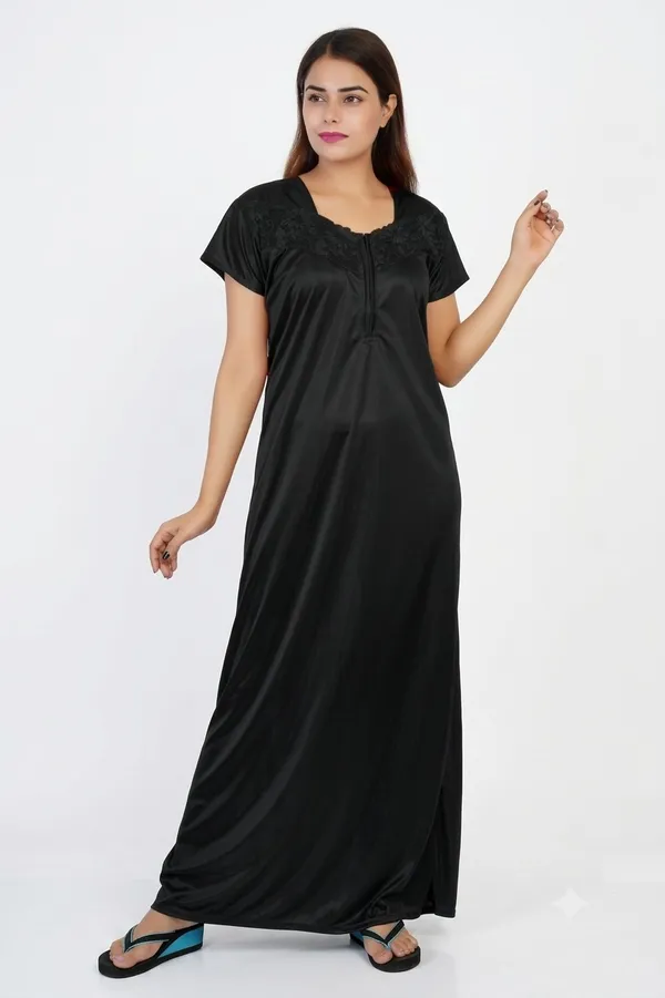 Black_Satin_Short_Sleeve_Nightdress_for_Women