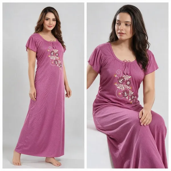 Pink_Satin_Relaxed_Fit_Nightdress_For_Women
