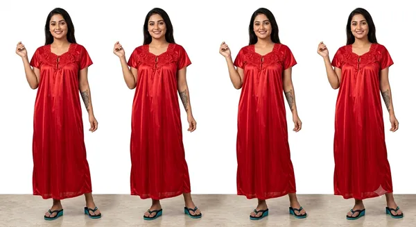 Red_Satin_Short_Sleeve_Nightdress_for_Women