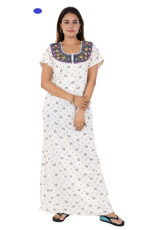 White_Printed_Nightdress_For_Women
