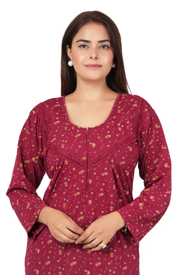 Maroon_Floral_Print_Long_Nightdress_for_Women