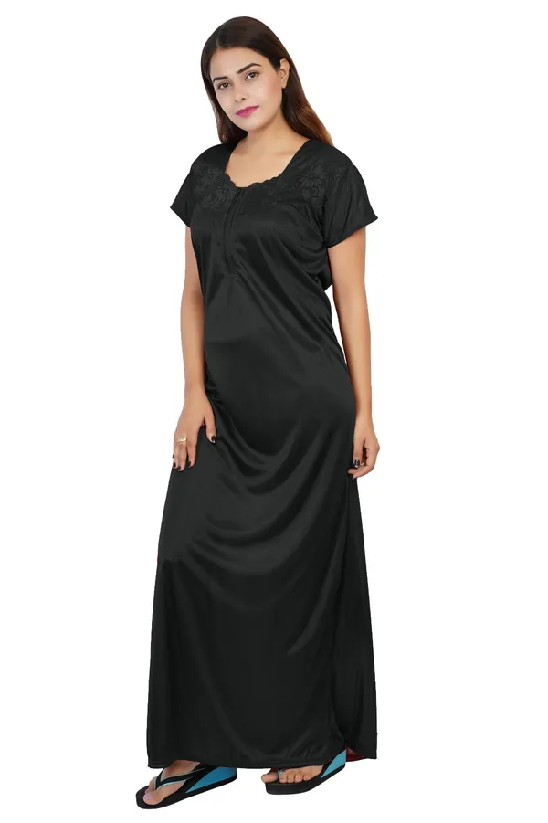 Black_Satin_Short_Sleeve_Nightdress_for_Women