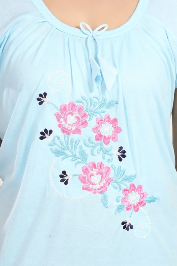 Blue_Short_Sleeve_Nightdress_For_Women