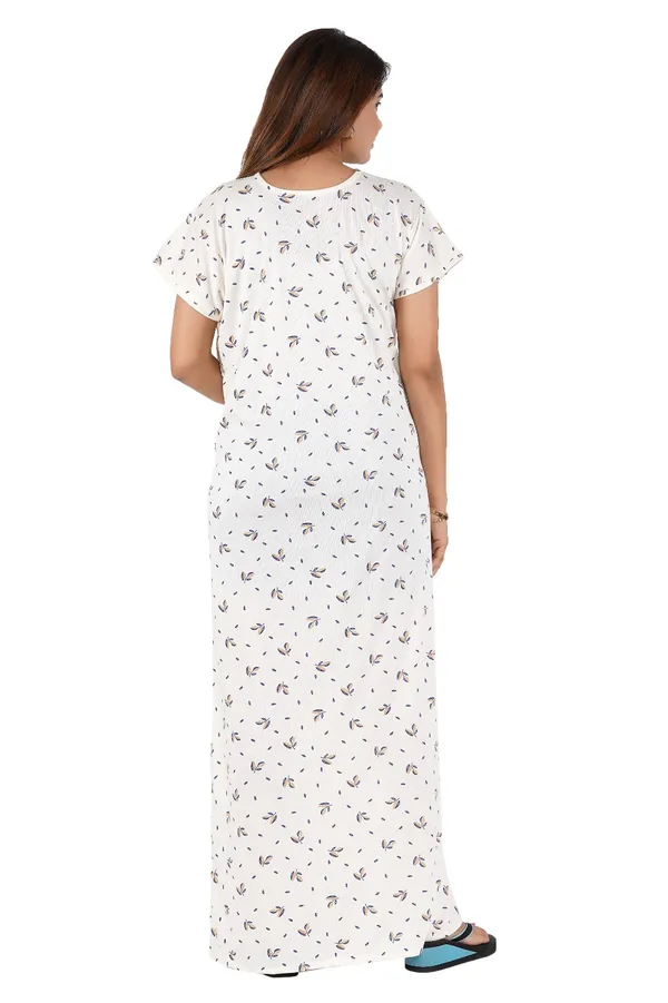 White_Floral_Print_Short_Sleeve_Nightgown_for_Women