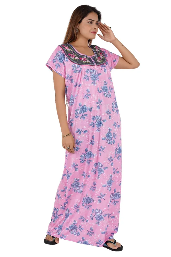 Pink_Floral_Print_Relaxed_Fit_Nightdress_for_Women