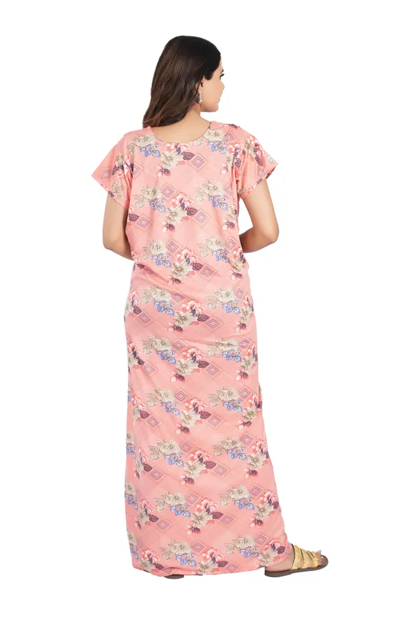 Pink_Printed_Short_Sleeve_Nightdress_for_Women