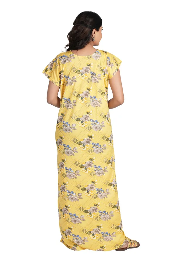 Yellow_Floral_Print_Nightdress_For_Women