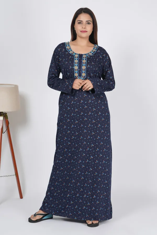 Navy_Printed_Full_Length_Nightdress_for_Women