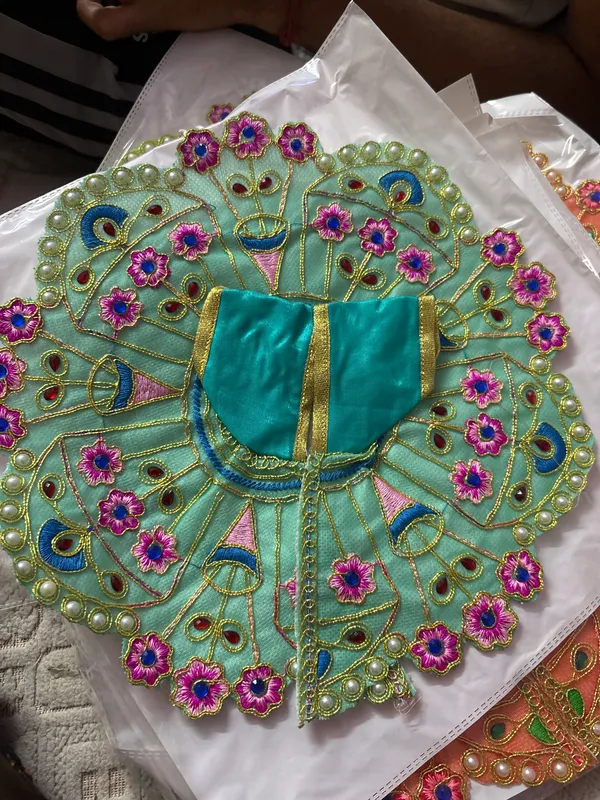 Turquoise_Embroidered_Peacock_Design_Laddu_Gopal_Poshak