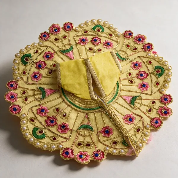 Yellow_Embroidered_Floral_Peacock_Laddu_Gopal_Poshak_Set