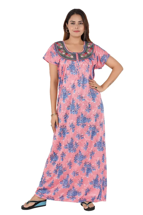 Pink_Floral_Print_Relaxed_Fit_Nightdress_for_Women