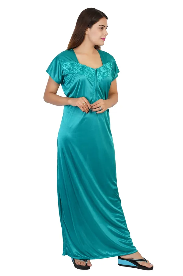 Teal_Satin_Lace_Yoke_Nightdress_for_Women