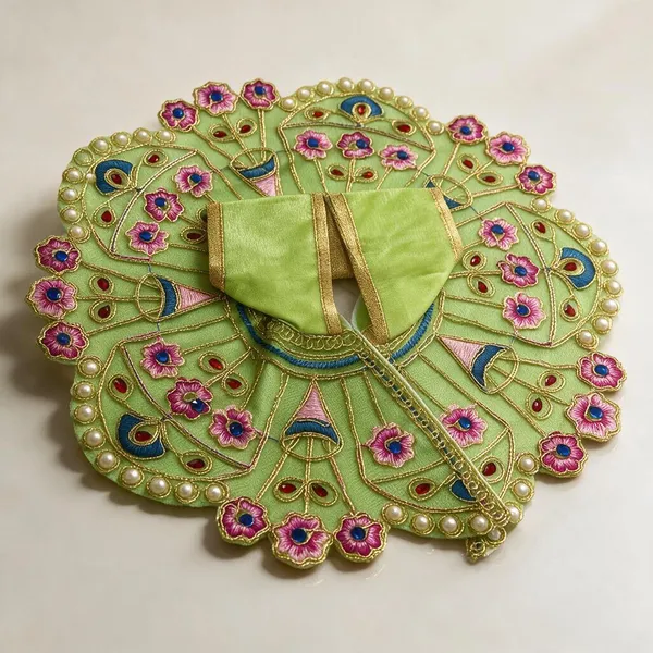 Green_Embroidered_Floral_Peacock_Laddu_Gopal_Poshak